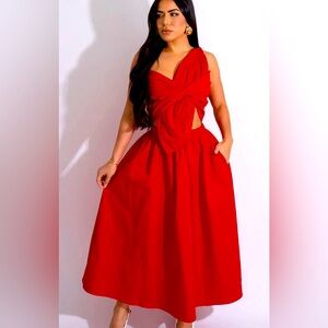 Elegant Red Midi Dress